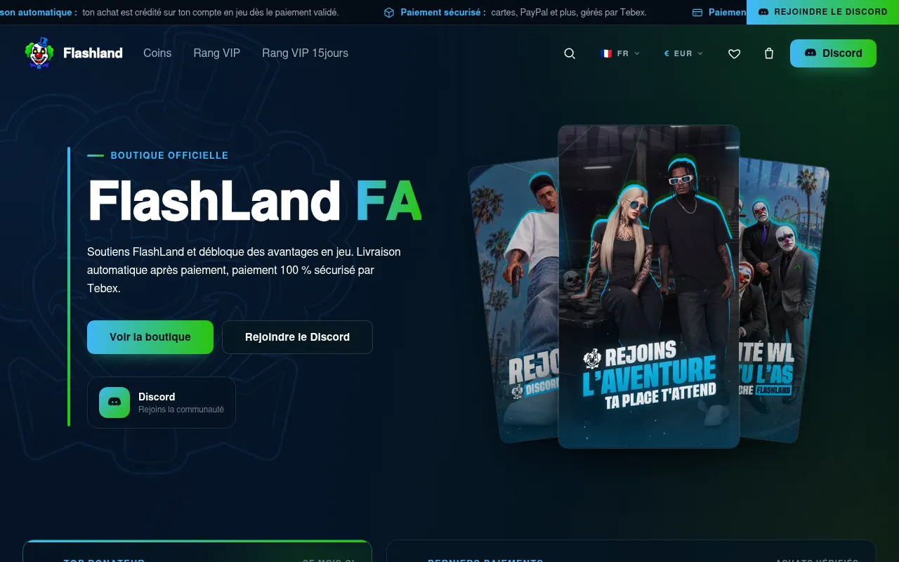 Screenshot of boutique.flashland.fr