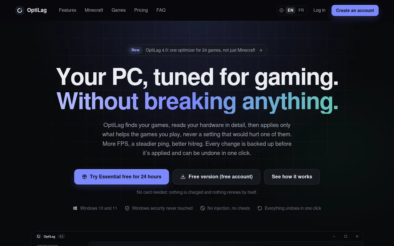 Screenshot of optilag-app.com