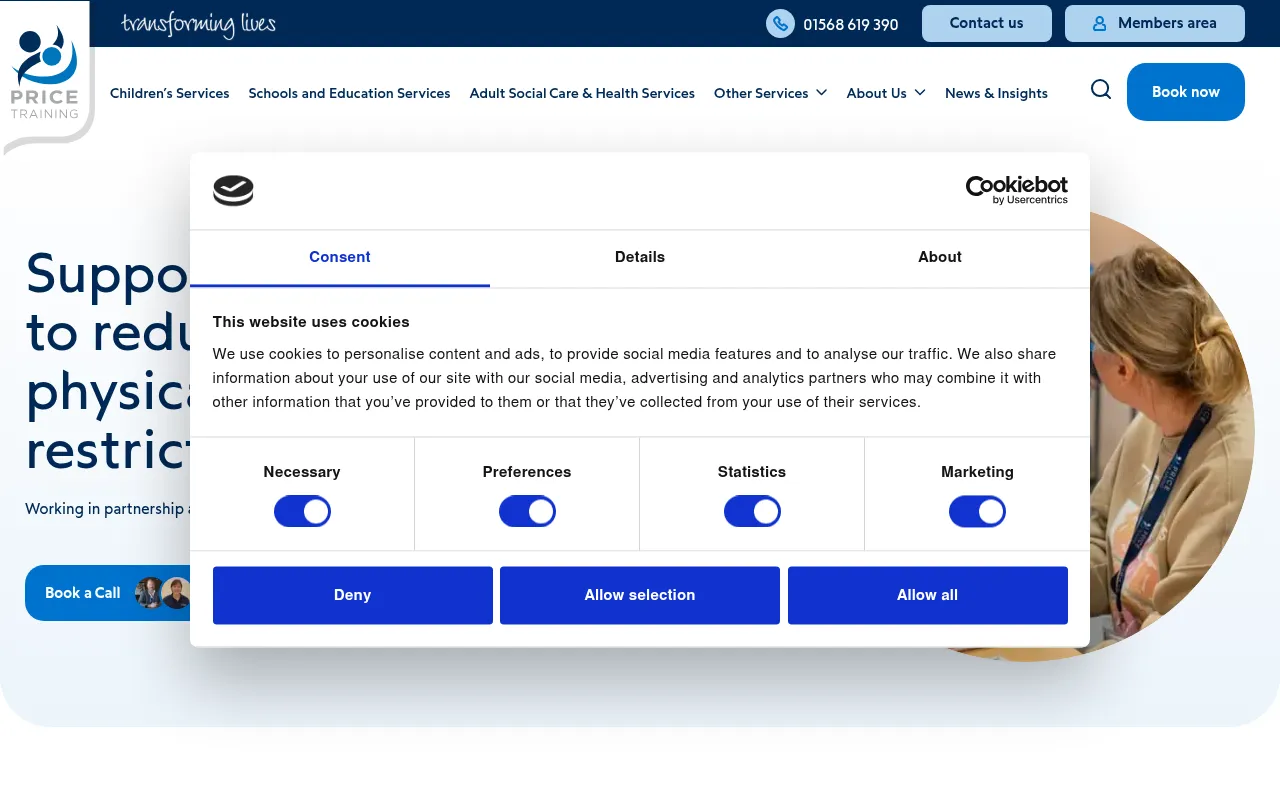 Screenshot of pricetraining.co.uk