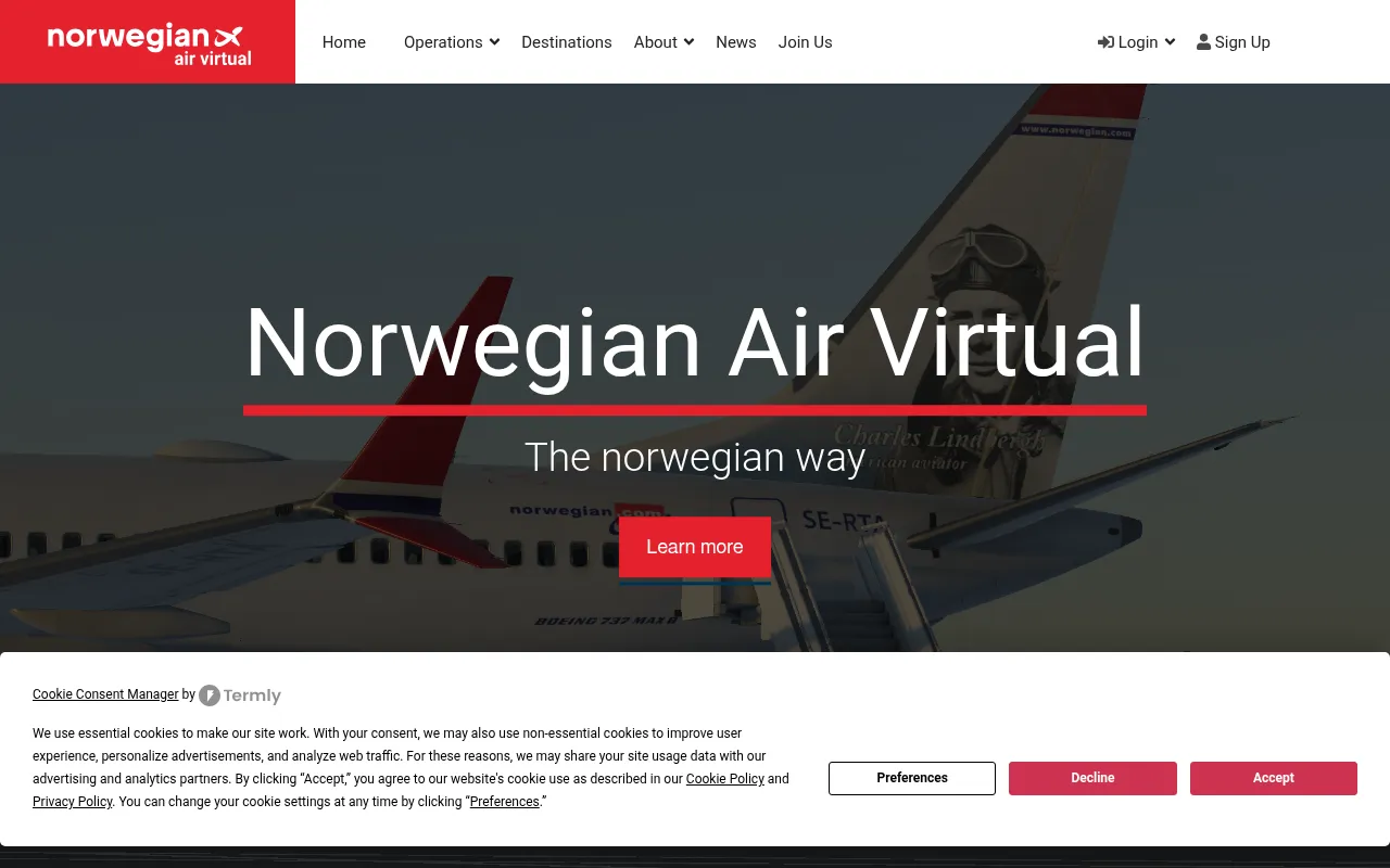 Screenshot of norwegianairvirtual.rf.gd