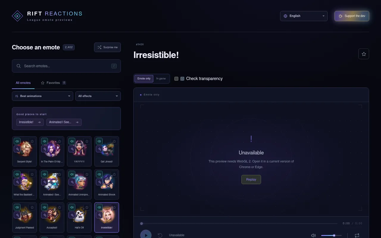 Screenshot of rift-reactions.pages.dev