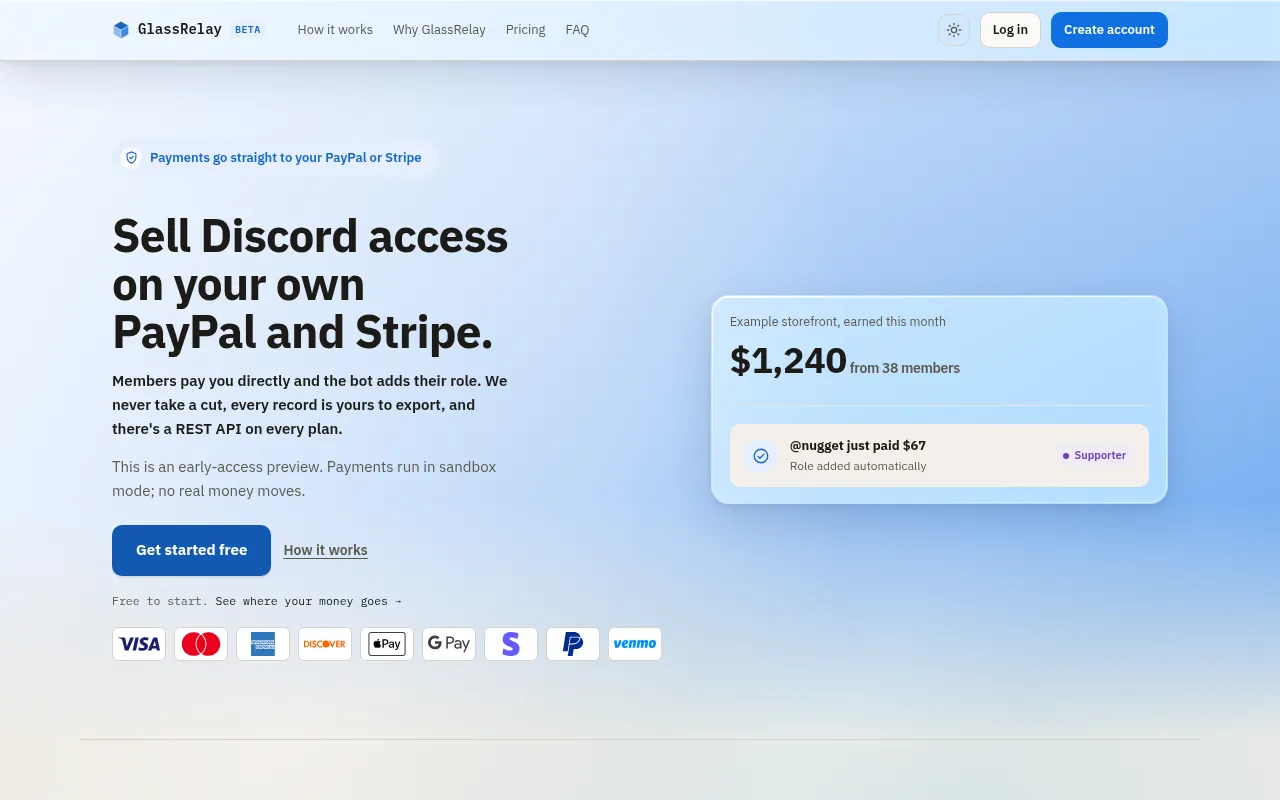 Screenshot of beta.glassrelay.com