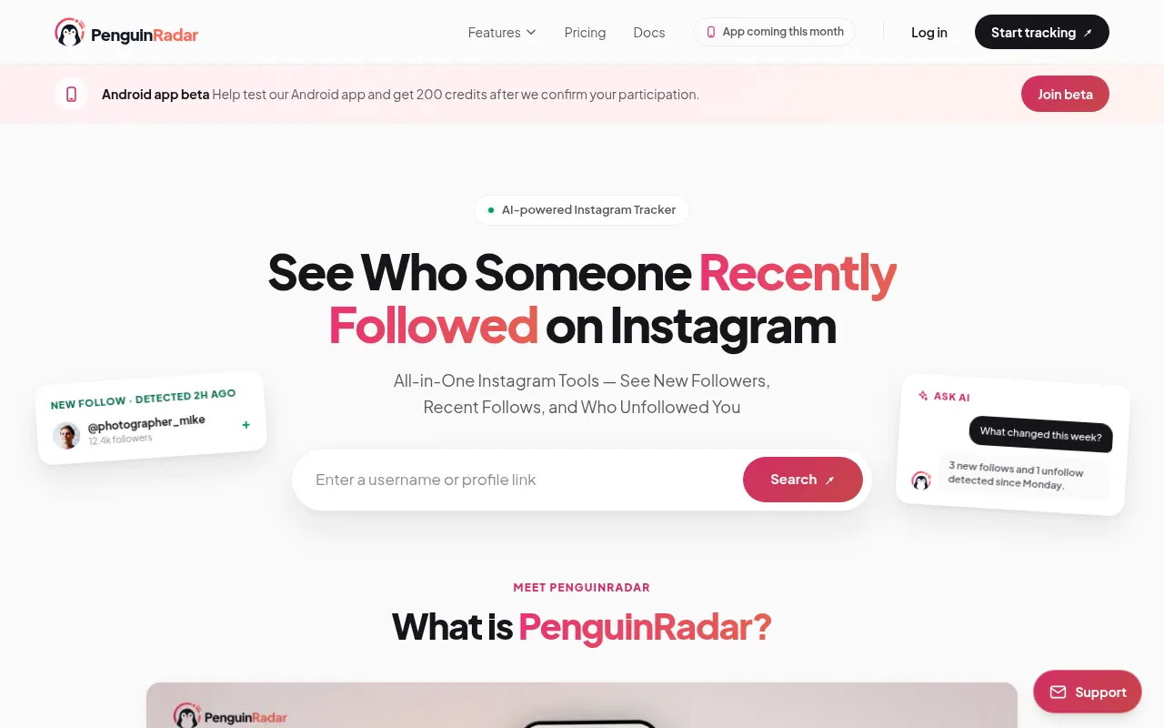 Screenshot of penguinradar.com