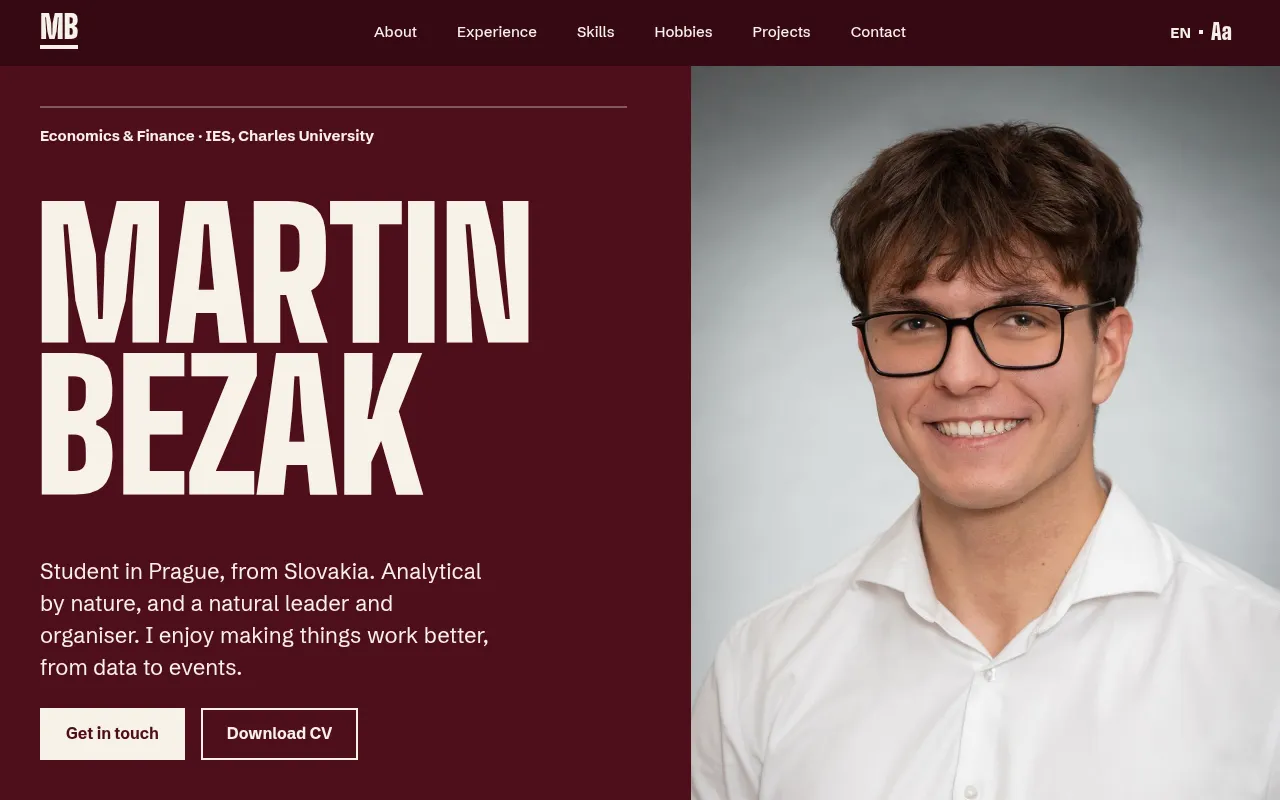 Screenshot of martinbezak.com