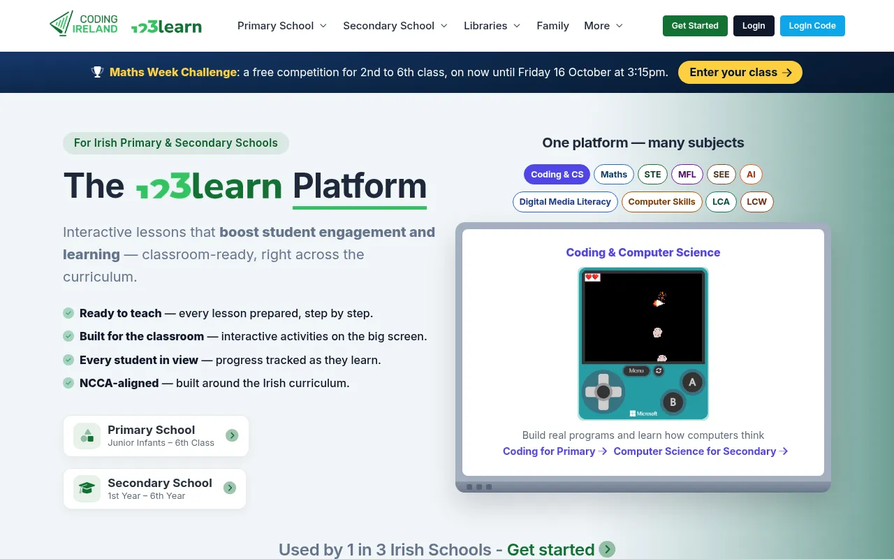 Screenshot of codingireland.ie