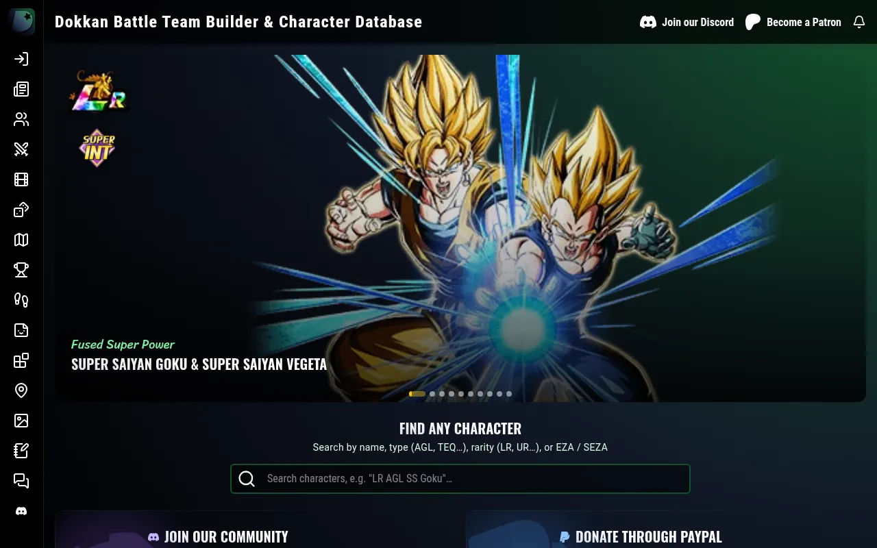 Screenshot of dokkan.fyi