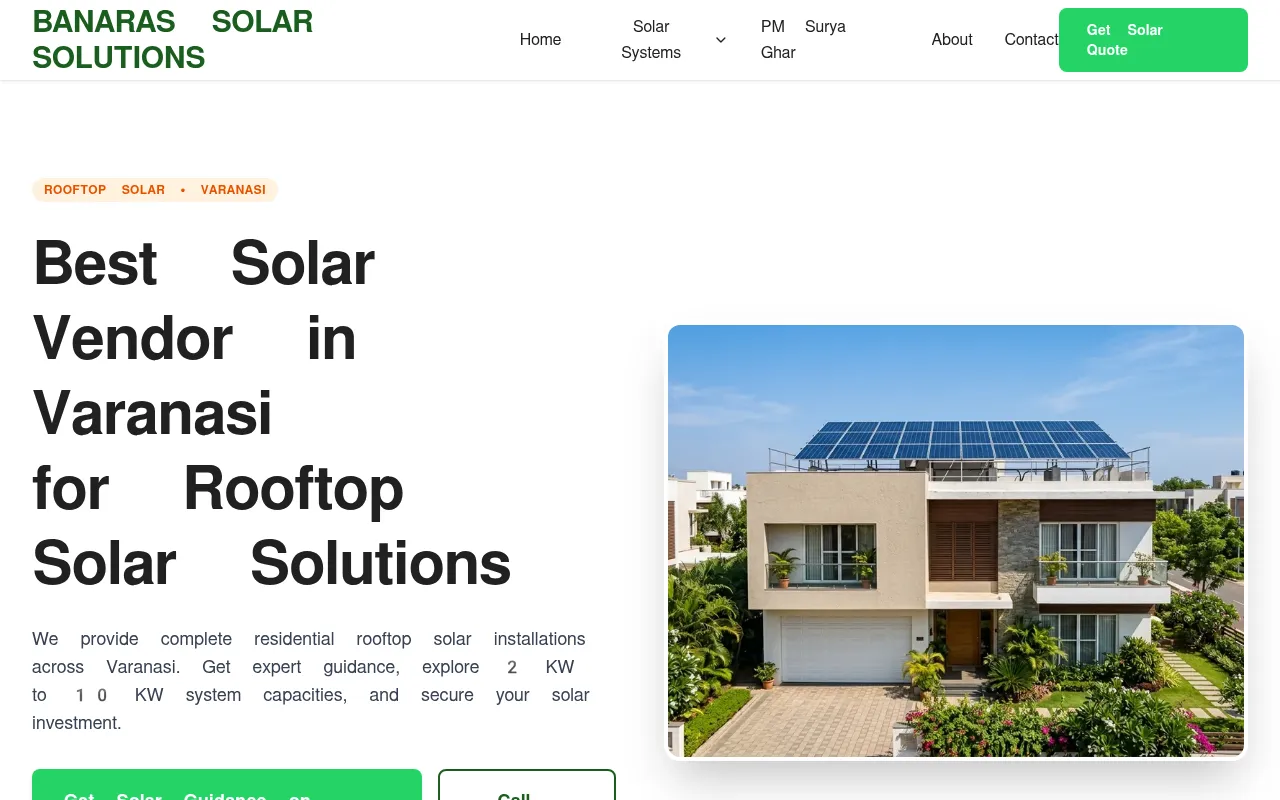 Screenshot of banarassolarsolutions.com