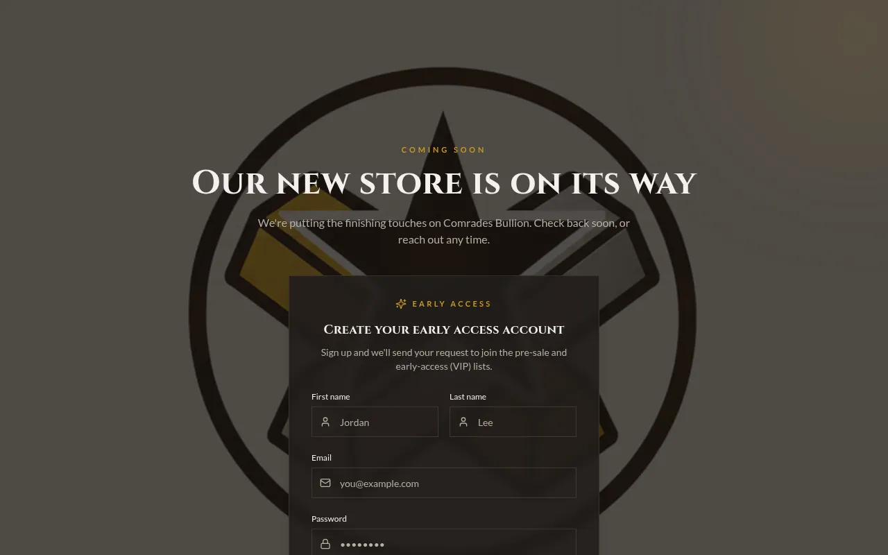 Screenshot of comradesbullion.ca