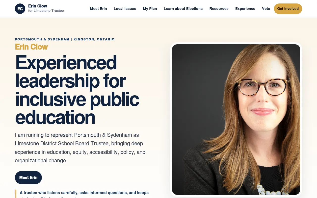 Screenshot of erinclow.ca