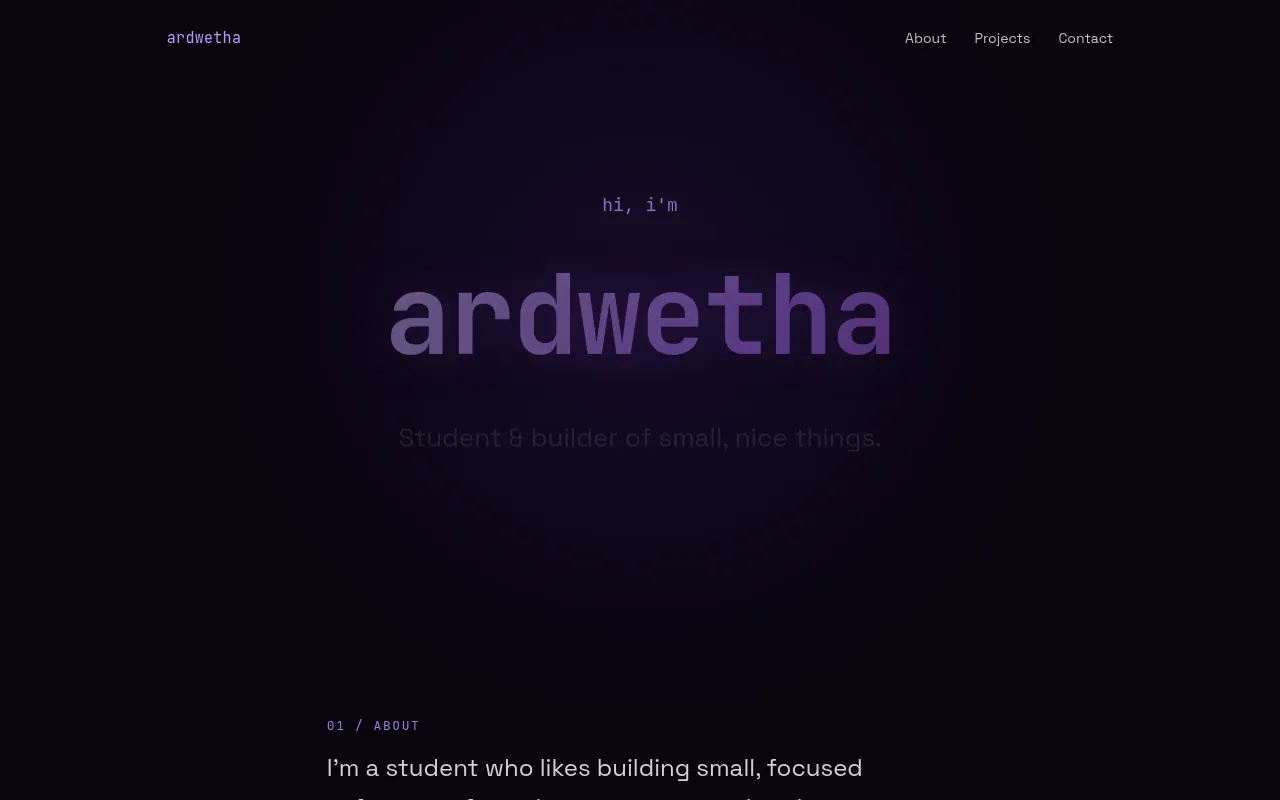 Screenshot of ardwetha.github.io