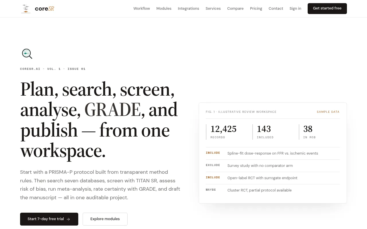 Screenshot of coresr.ai