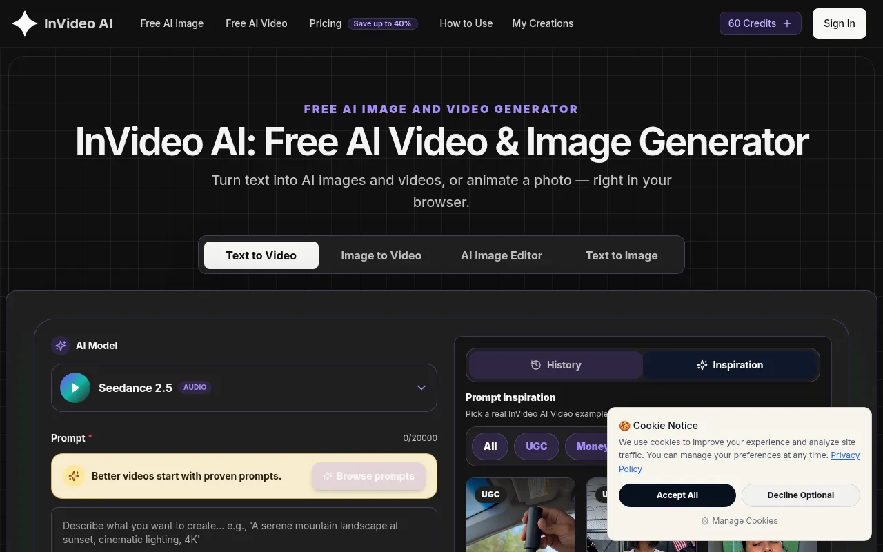 Screenshot of invideoai.pro