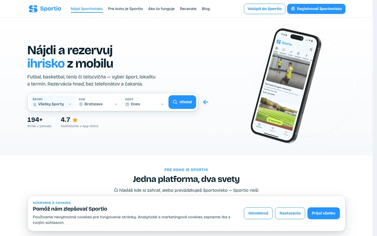 Screenshot of sportio.sk
