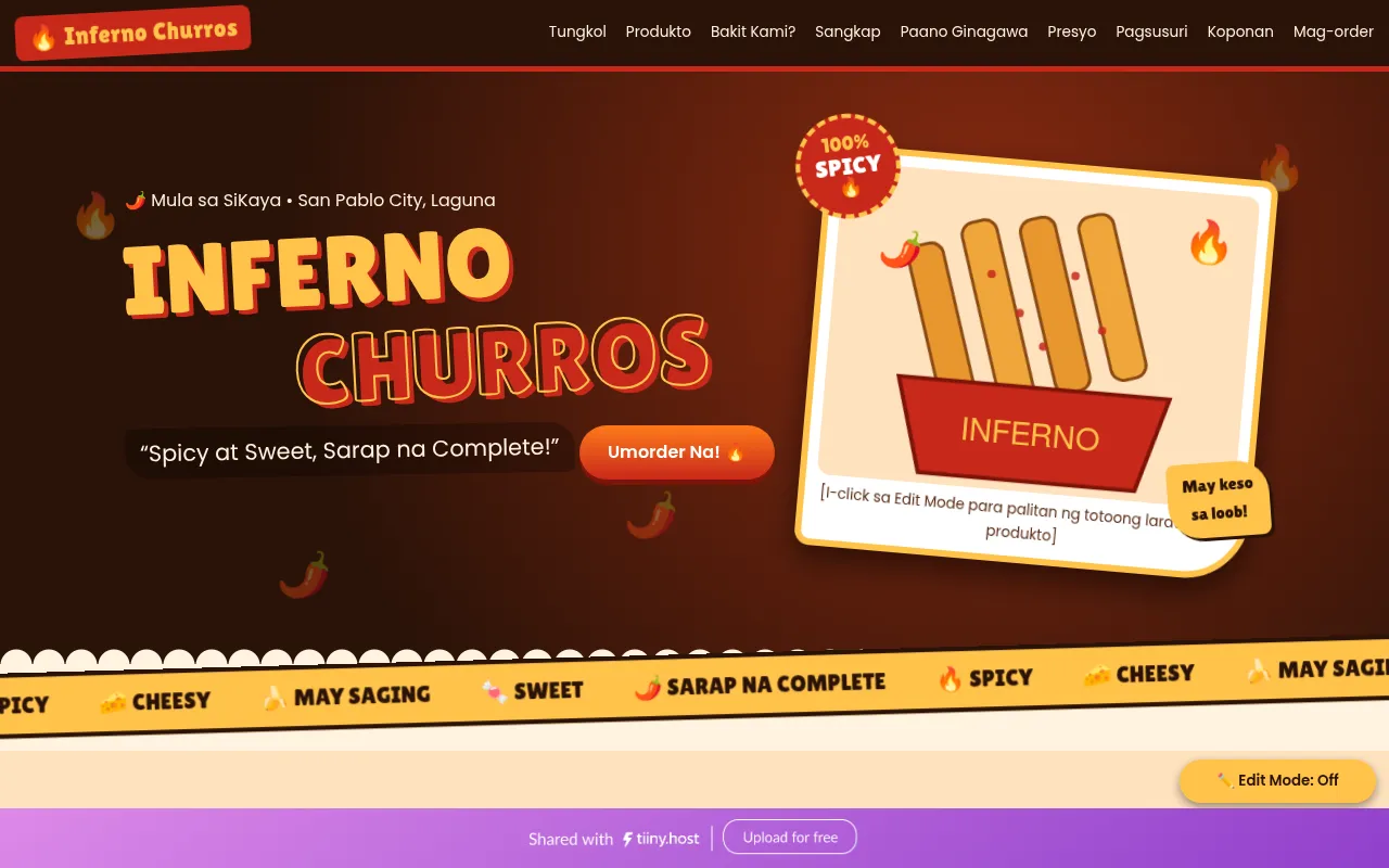 Screenshot of inferno-churros.tiiny.site