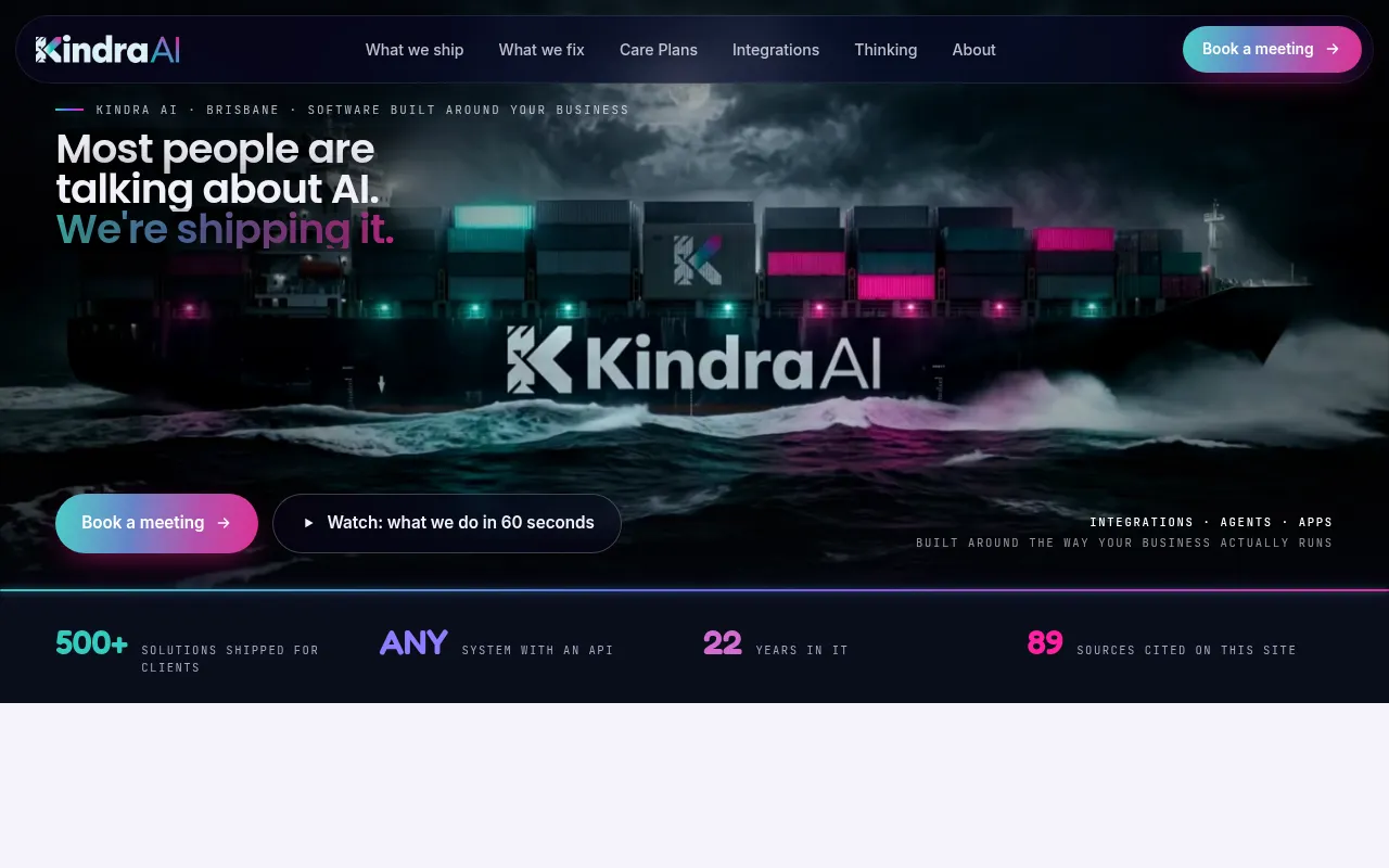 Screenshot of kindraai.dev