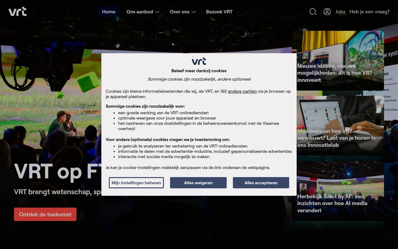 Screenshot of vrt.be