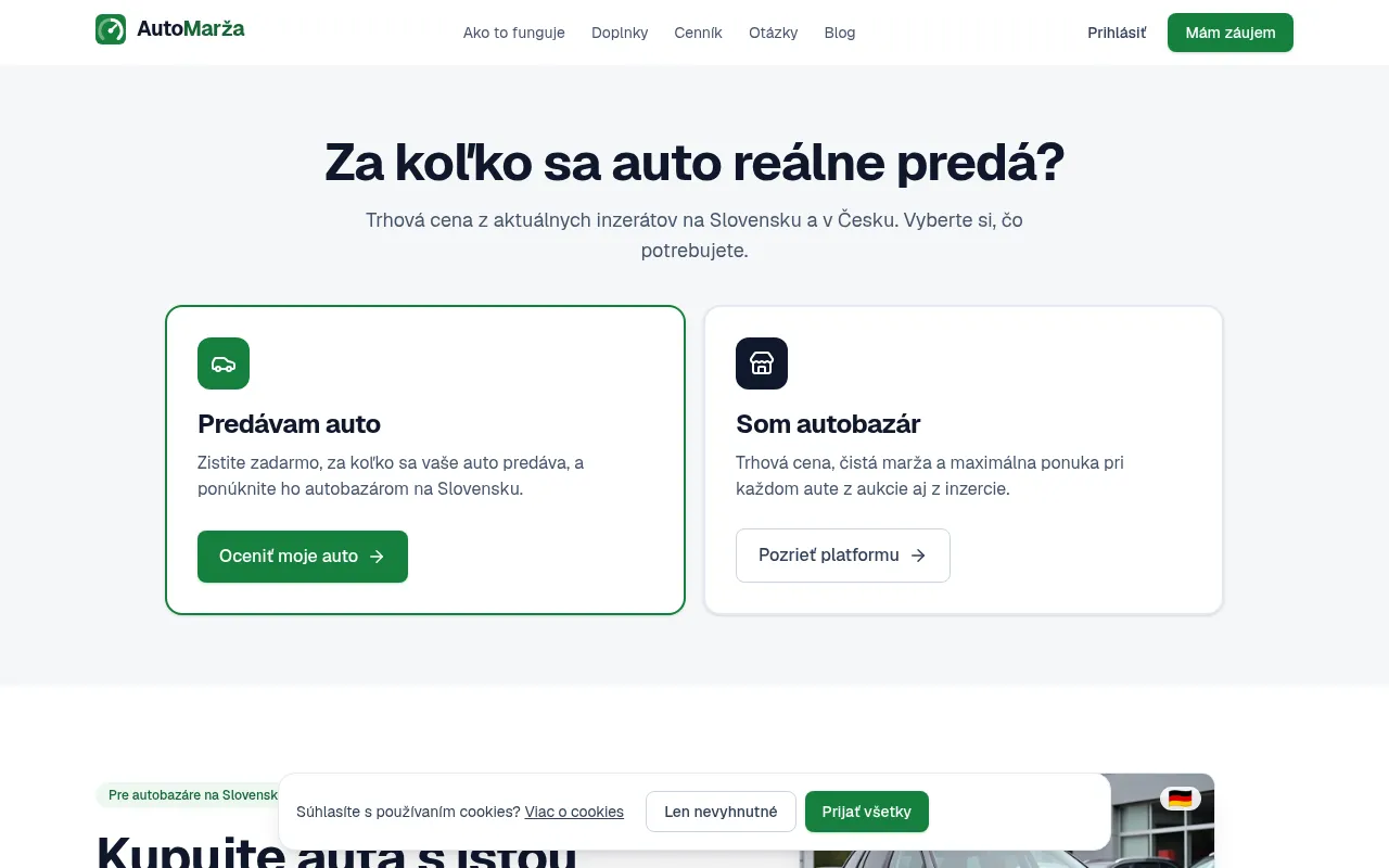 Screenshot of automarza.sk