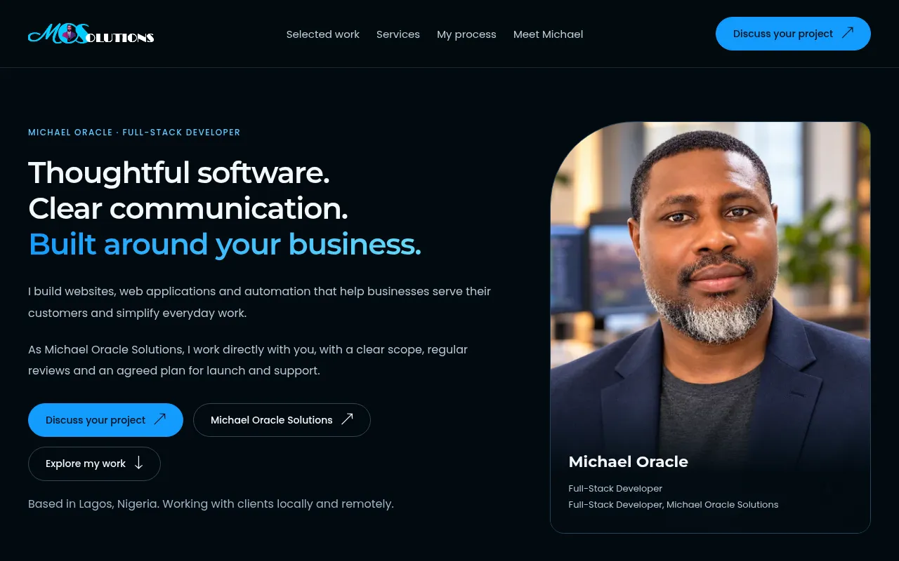 Screenshot of michaelracle.com.ng