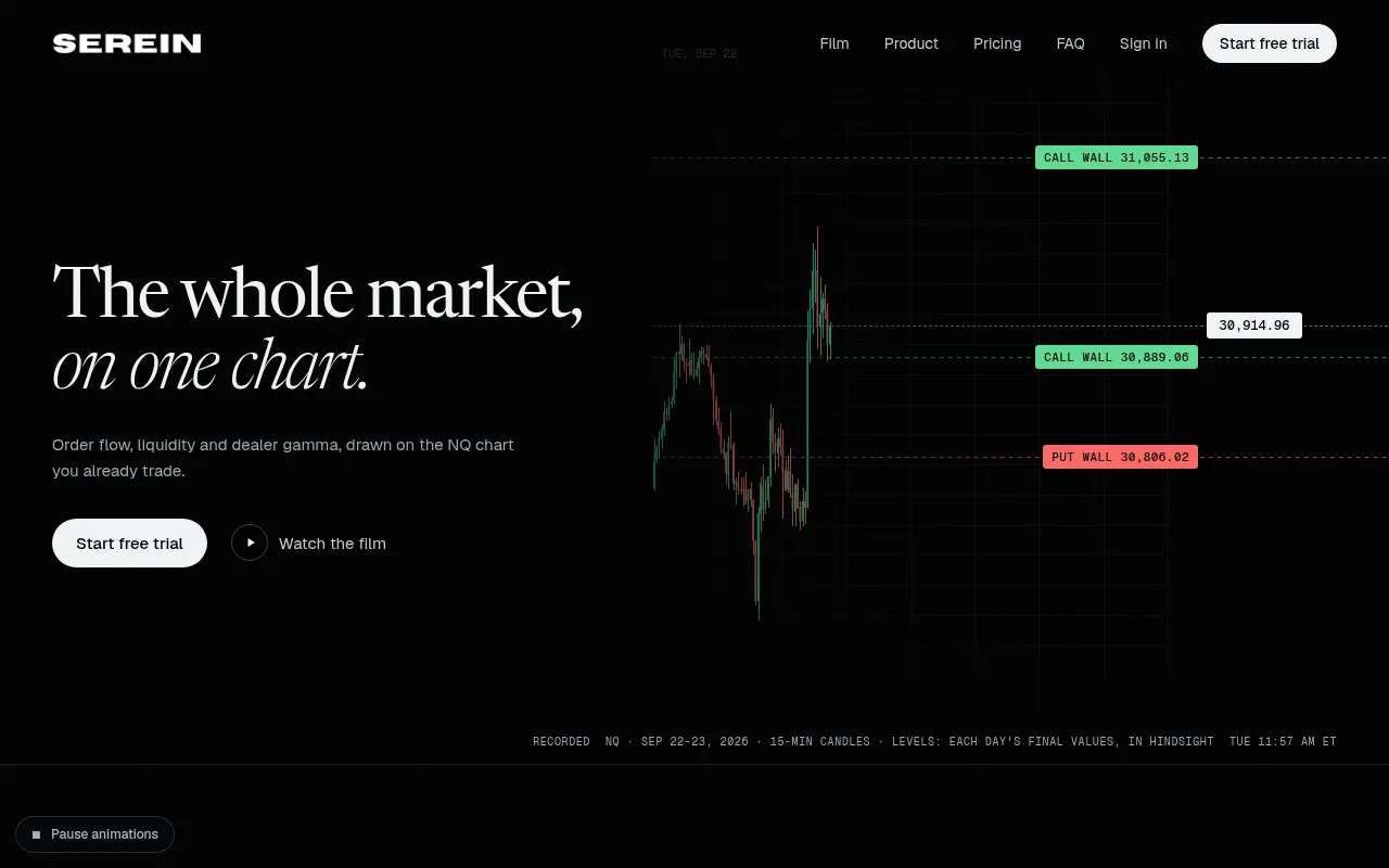 Screenshot of serein.trade