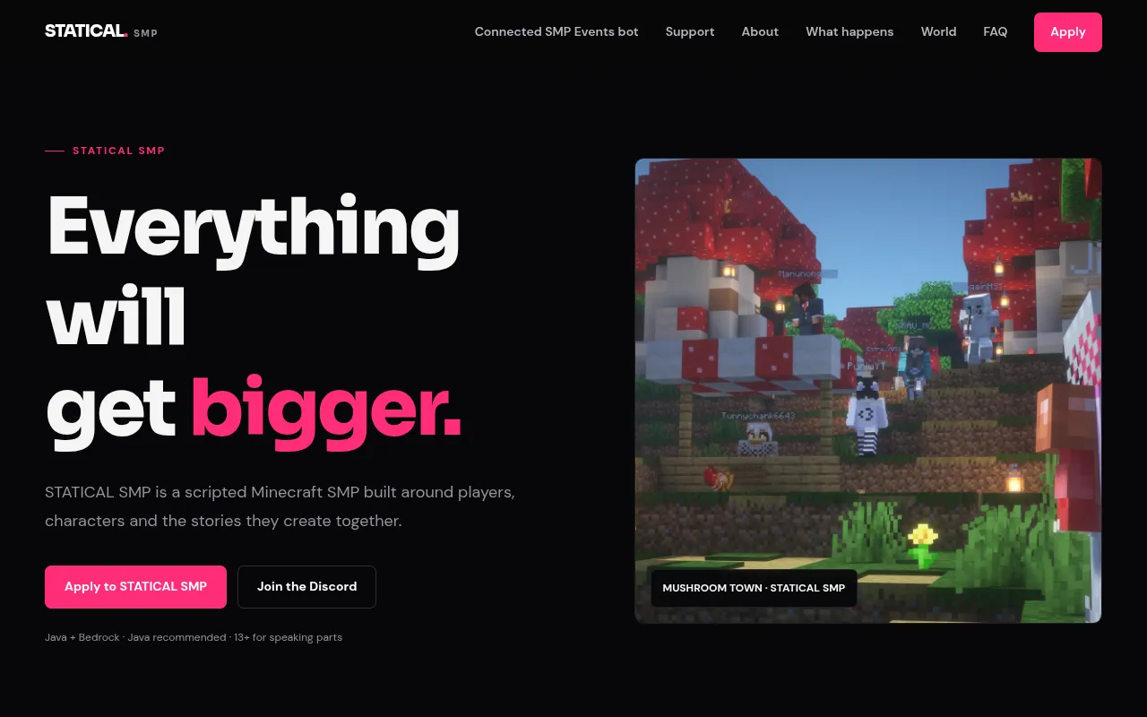 Screenshot of staticalsmp.xyz