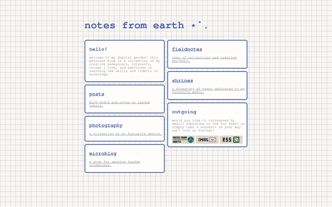 Screenshot of notesfromearth.neocities.org