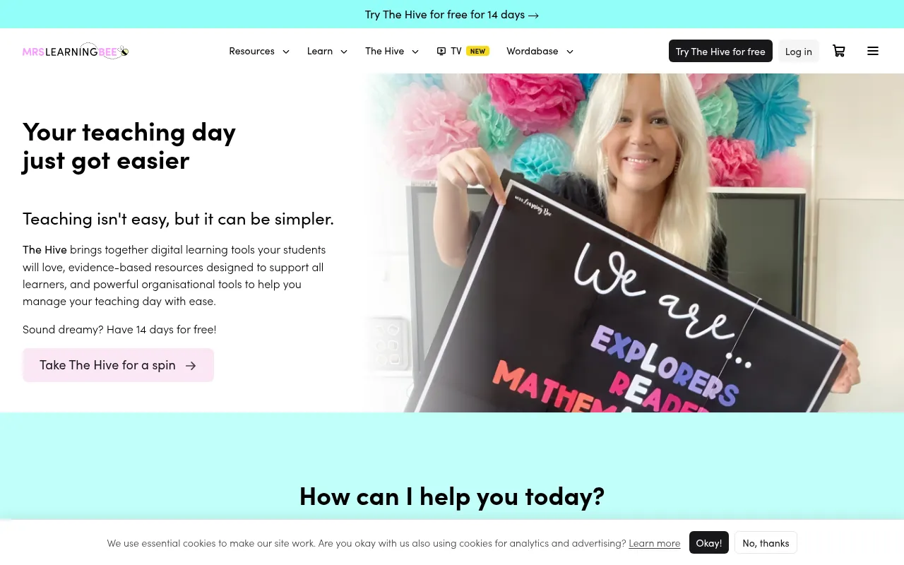 Screenshot of mrslearningbee.com