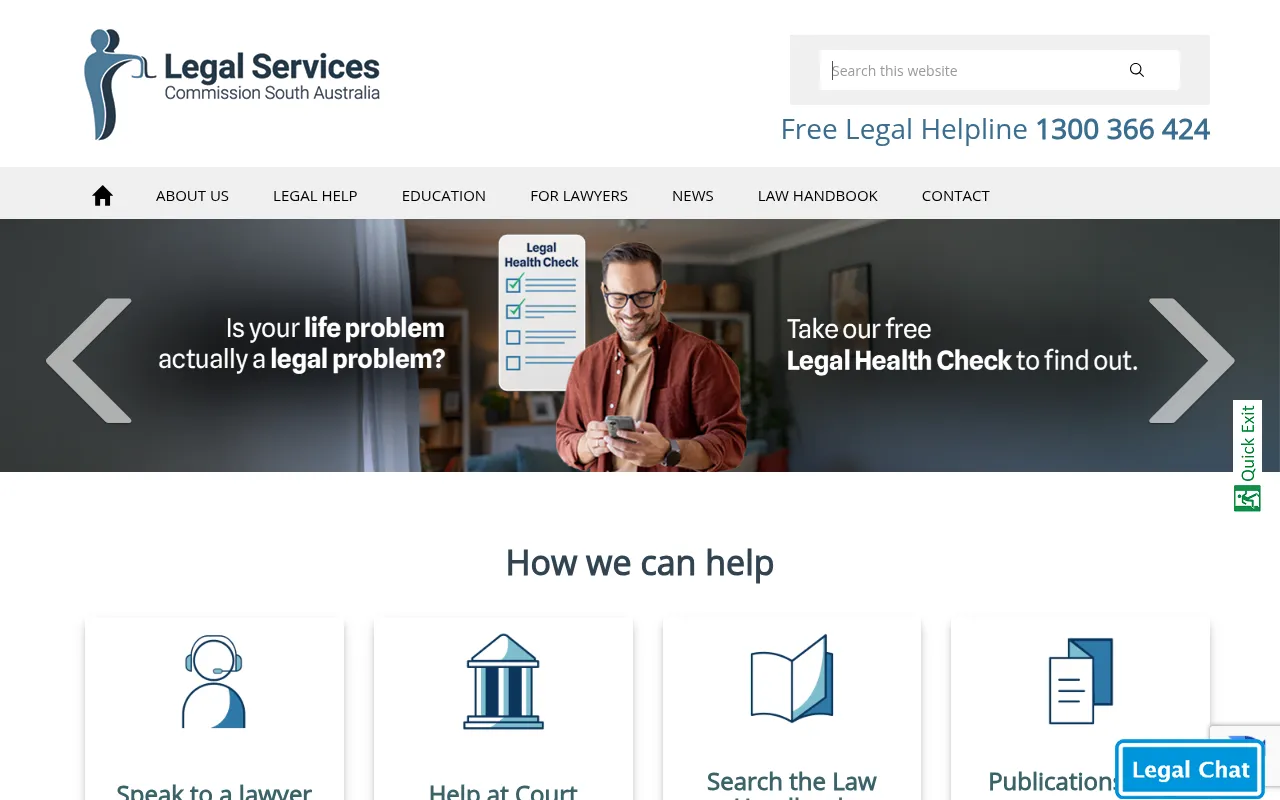 Screenshot of lsc.sa.gov.au