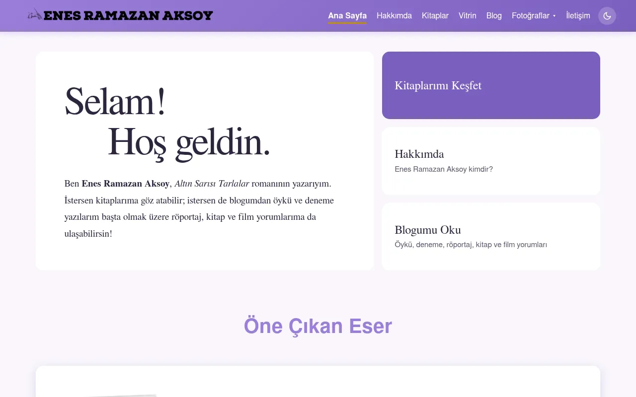 Screenshot of enesramazanaksoy.com