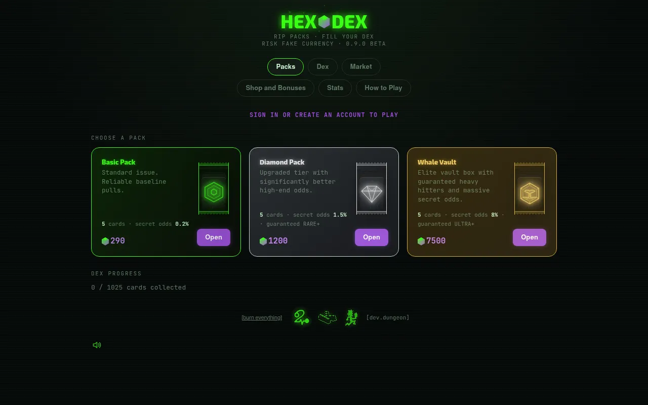 Screenshot of hexdex.lol