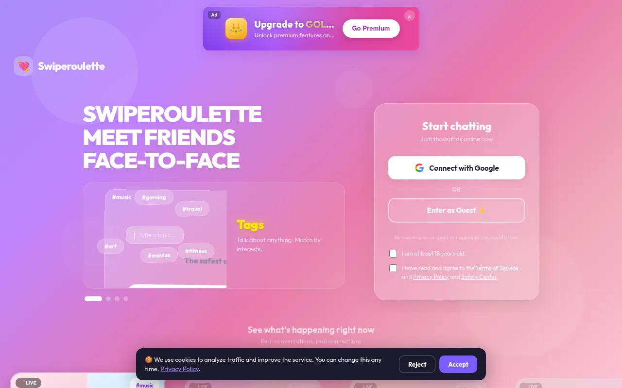 Screenshot of swiperoulette.com