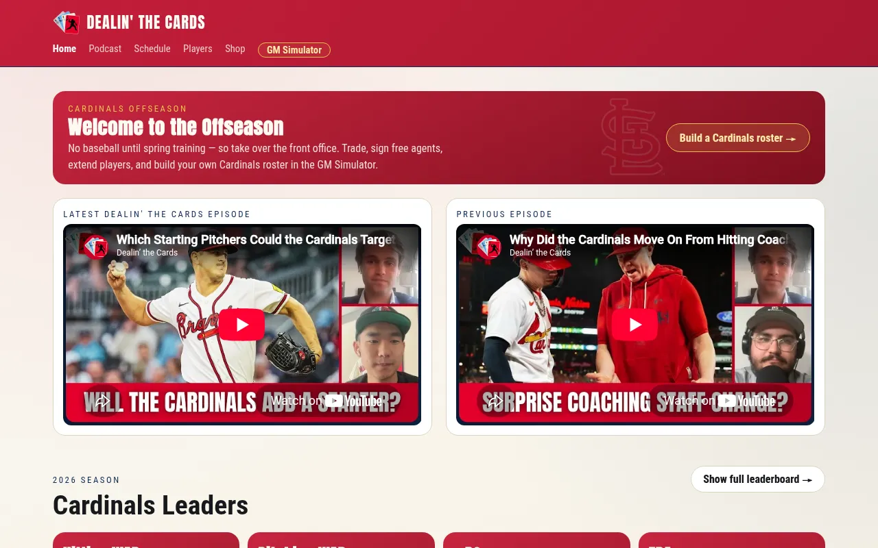 Screenshot of dealinthecards.com