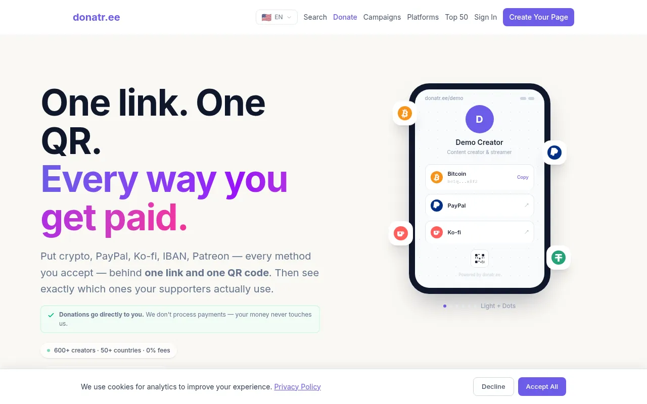 Screenshot of donatr.ee
