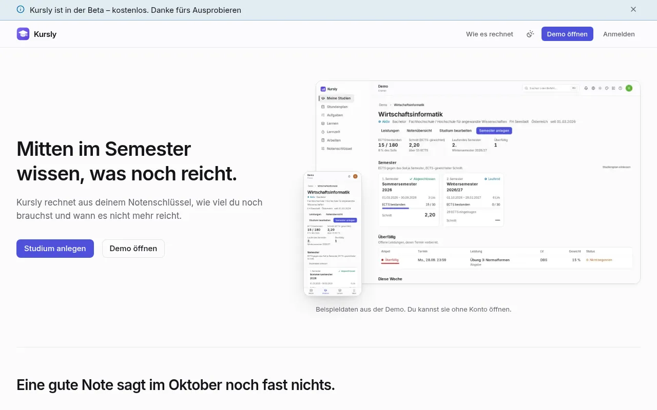Screenshot of kursly.app