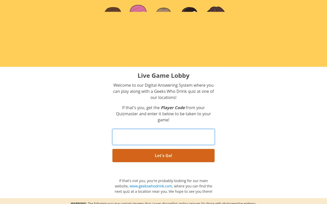 Screenshot of play.geekswhodrink.com