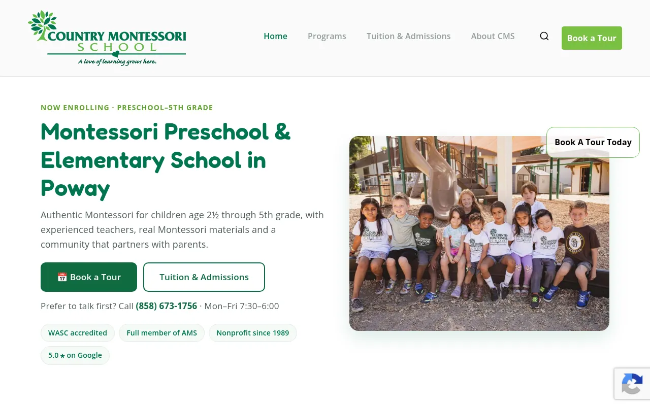 Screenshot of countrymontessori.org