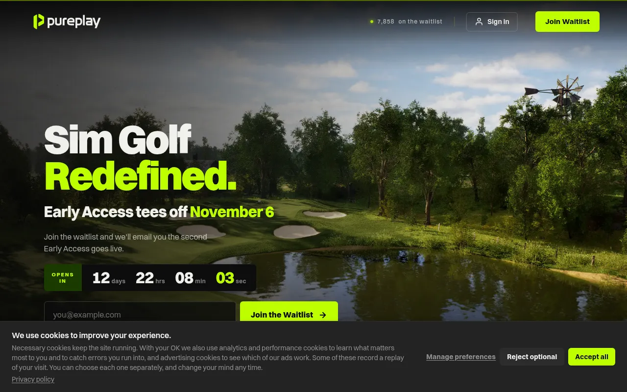 Screenshot of pureplaygolf.com