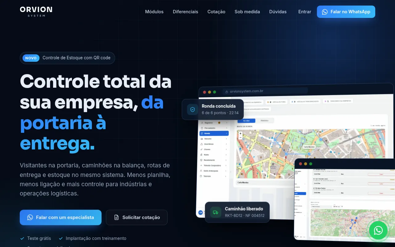 Screenshot of orvionsystem.com.br