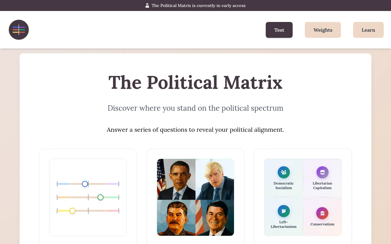 Screenshot of thepoliticalmatrix.org