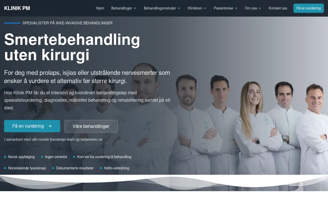 Screenshot of klinikpm.no
