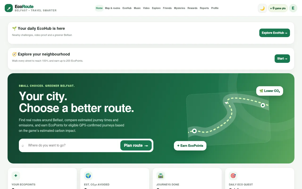 Screenshot of takethatecoroute.netlify.app