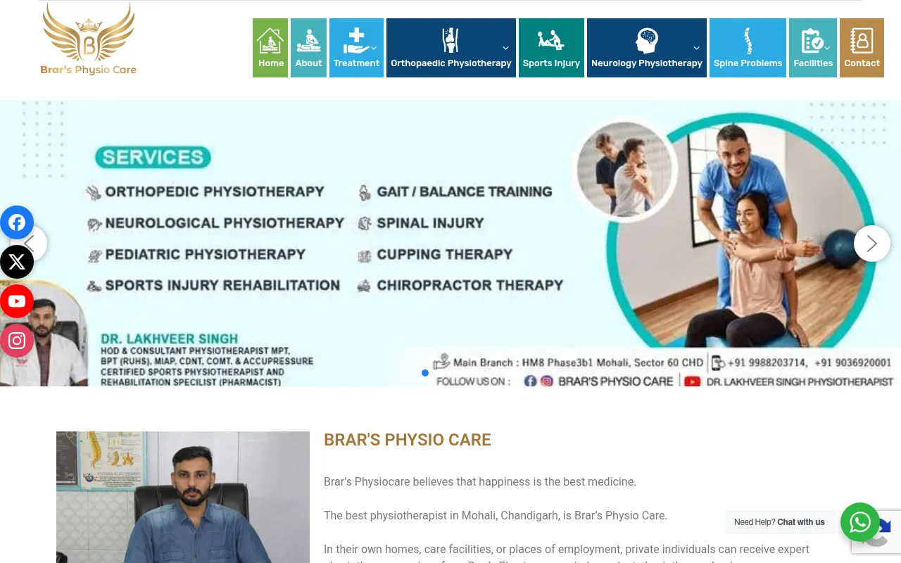Screenshot of brarphysiocare.com