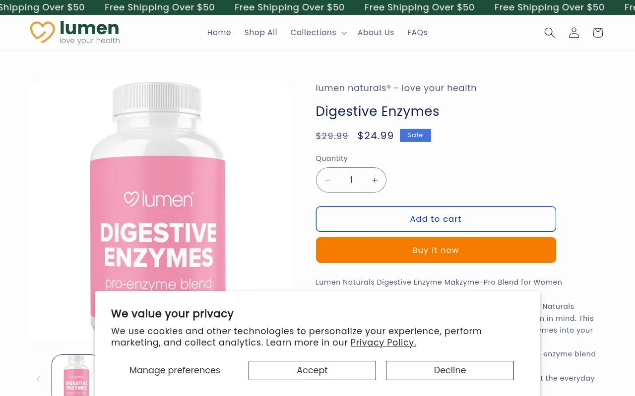 Screenshot of lumennaturals.com