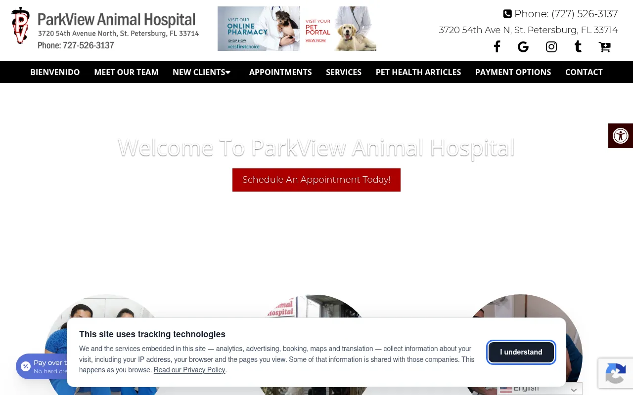 Screenshot of parkviewanimal.com