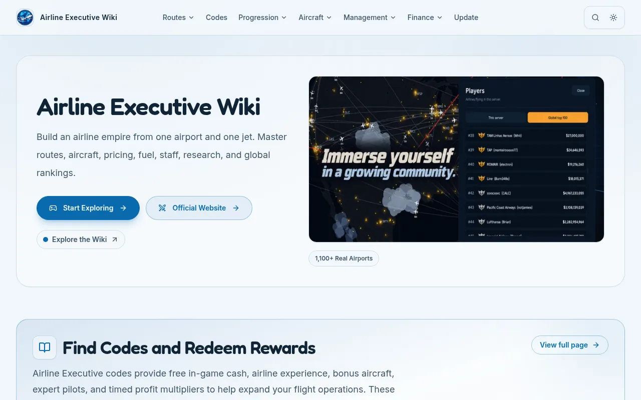 Screenshot of airlineexecutive.wiki