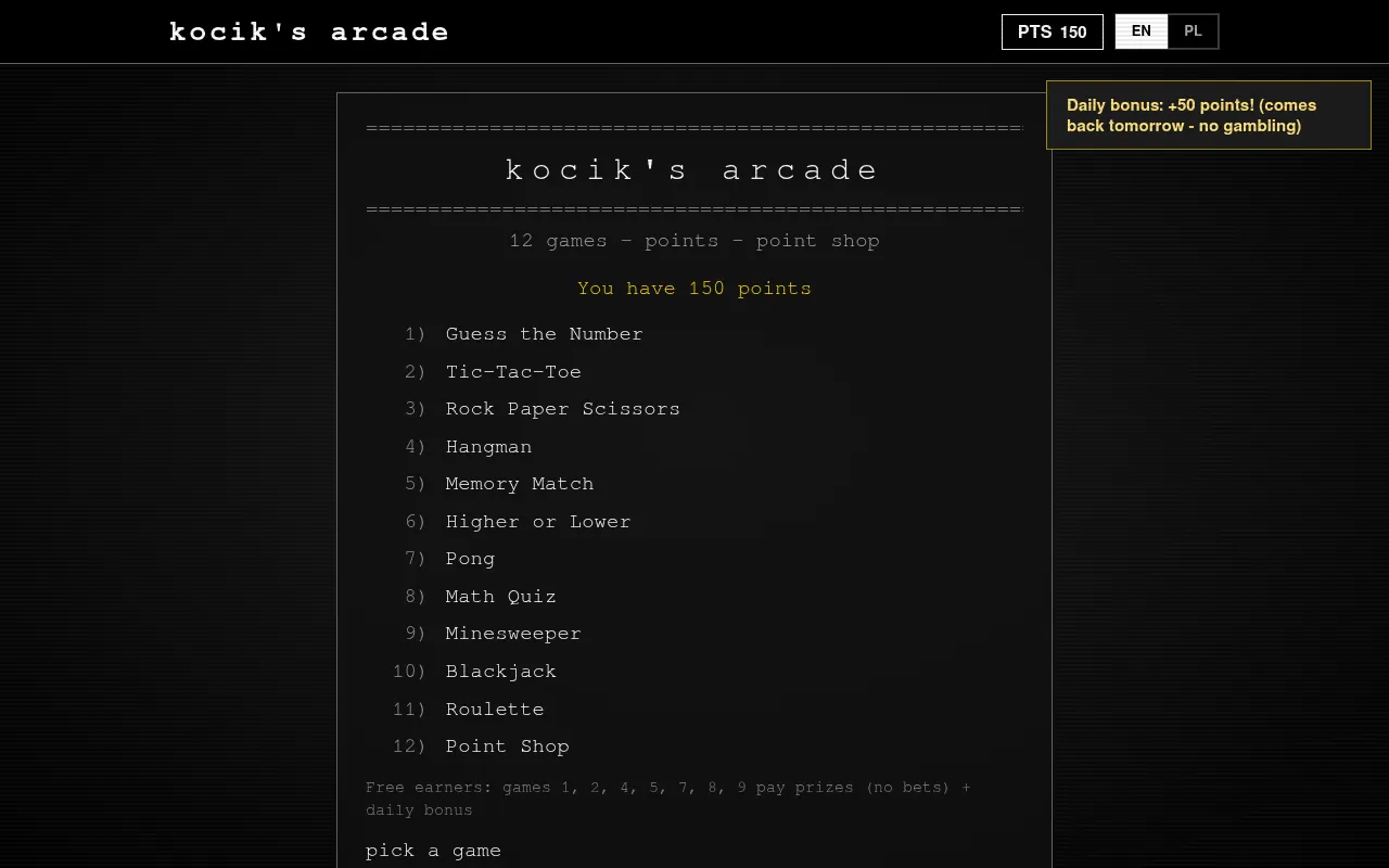 Screenshot of kocikpl.github.io