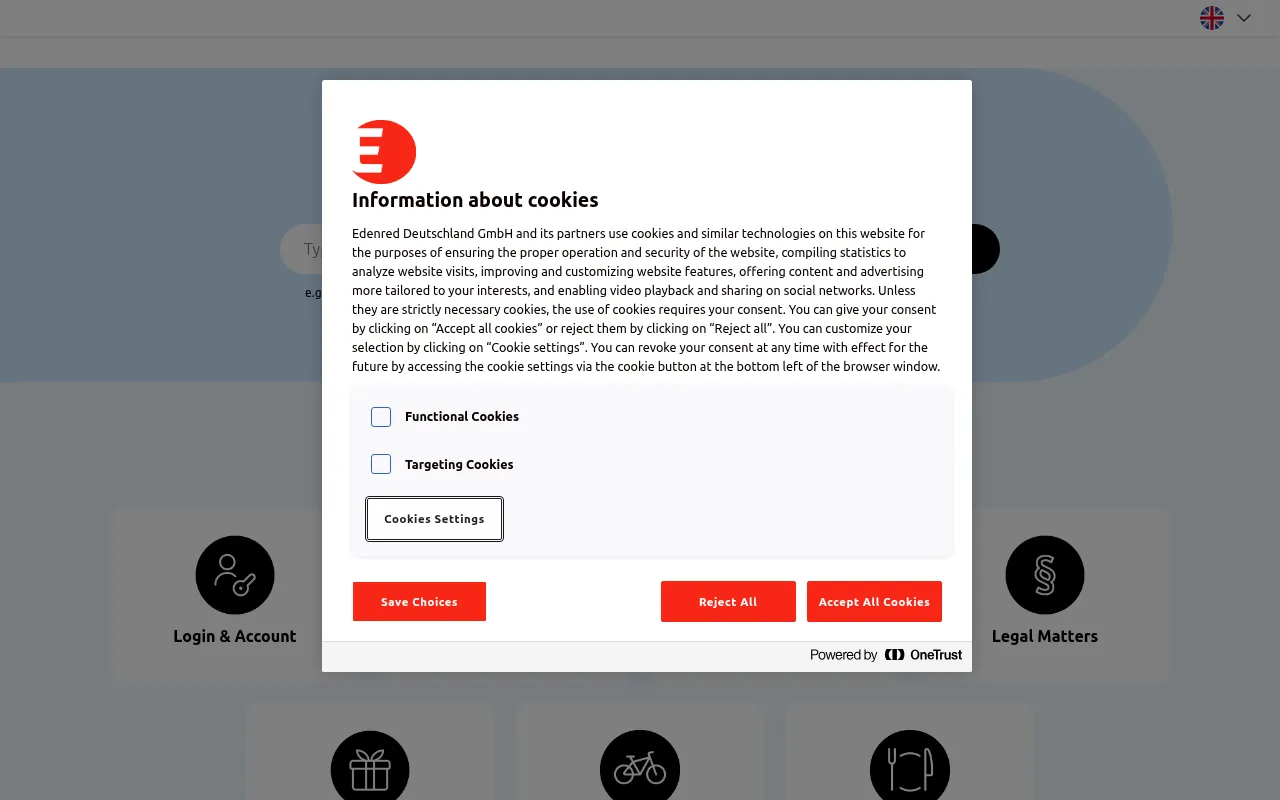 Screenshot of kunde.edenred.de