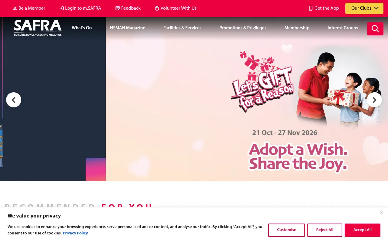 Screenshot of safra.sg