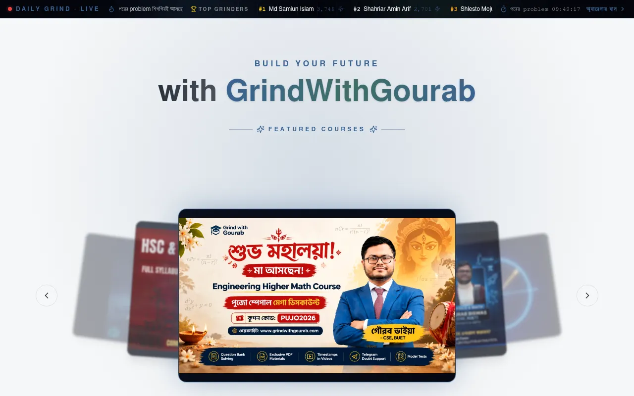 Screenshot of grindwithgourab.com