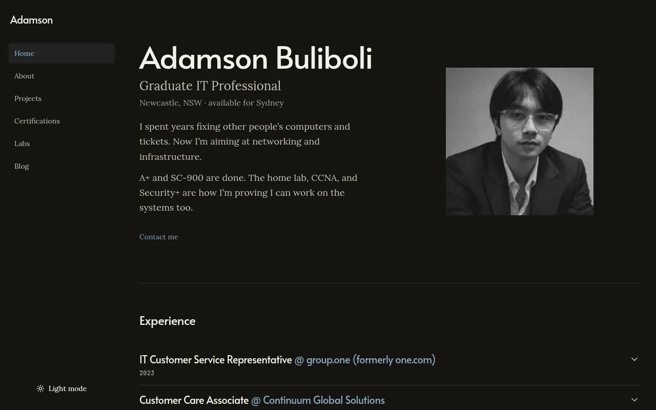 Screenshot of adamsonb.com
