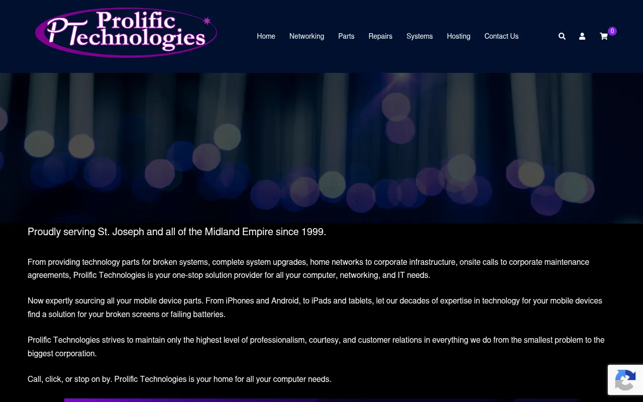 Screenshot of prolifictech.net